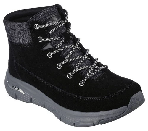 Skechers Arch Fit Smooth Comfy Chill High Top Boot -UK Shoe Sales 2024 167373 blk f