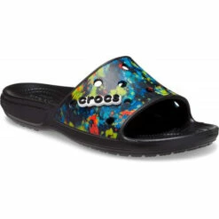 Crocs Classic Tiedye Graphic Slide -UK Shoe Sales 2024 206520 988 multi black angle 1 5