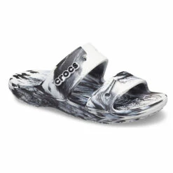 Crocs Classic 2 Strap Marble Sandal -UK Shoe Sales 2024 crocs classic 2 strap marble sandal white black main 6