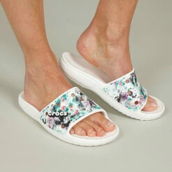 Crocs Classic Tiedye Graphic Slide -UK Shoe Sales 2024 crocs classic tiedye graphic slide multi white 003 3