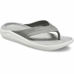 Crocs LiteRide Flip -UK Shoe Sales 2024 crocs literideflip smokepearlwhite