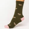 Thought GOTS Wild Animal Socks Olive Green (1 Pair) UK 4 - 7 -UK Shoe Sales 2024 spw751og olive green