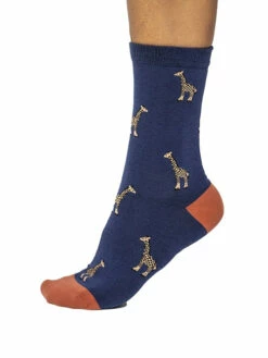 Thought GOTS Wild Animal Socks Twilight Blue (1 Pair) UK 4 - 7