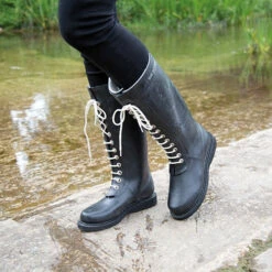 Ilse Jacobsen Rubber Wellington Tall Lace -UK Shoe Sales 2024 upper slaughter ilse jacobsen tall lace boot black 1 1 6